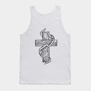 Wooden cross and the inscription "Jesus saves" Tank Top